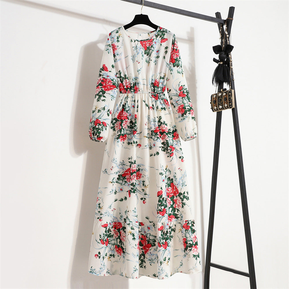 Graceful Round Neck Floral Dress