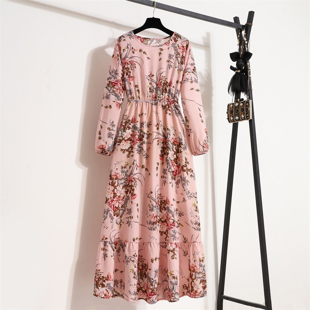 Graceful Round Neck Floral Dress