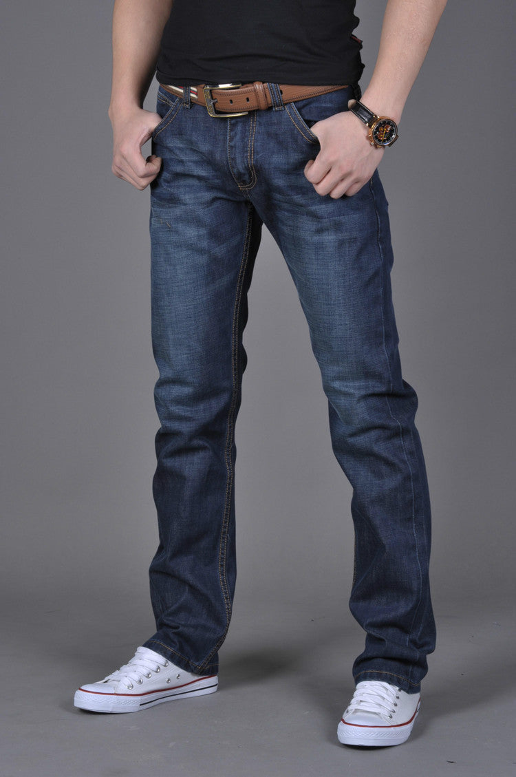 Denim Long Straight-Leg Jeans