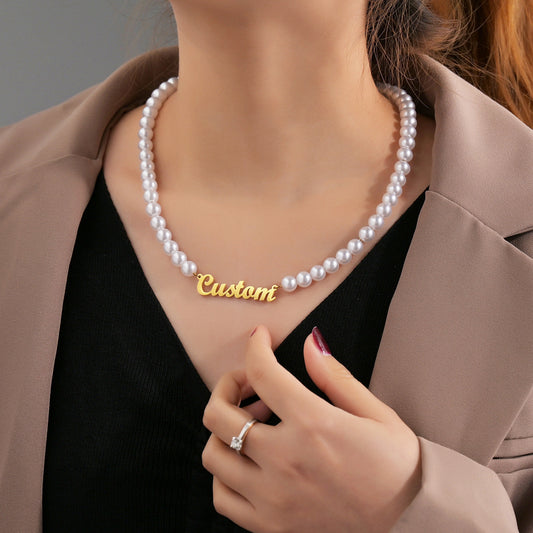 Personalized Pearl Name Necklace