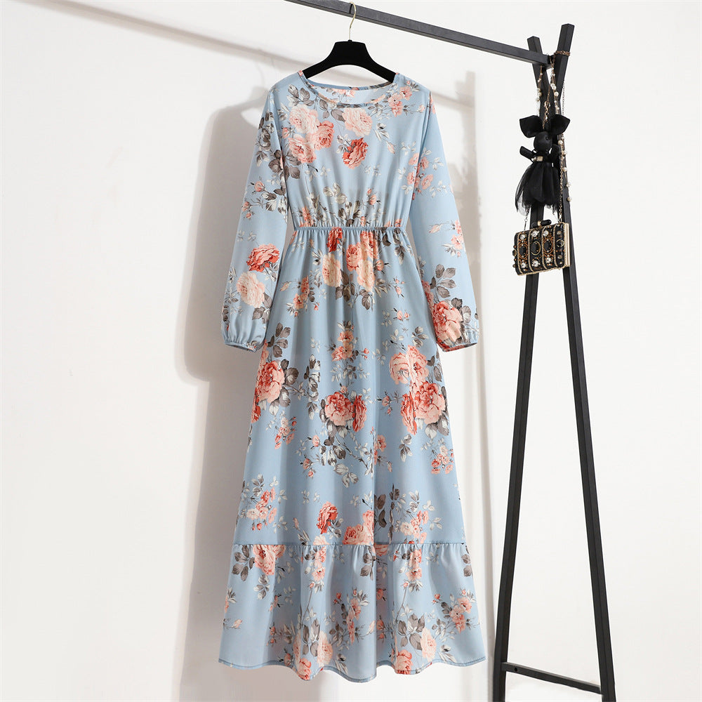 Graceful Round Neck Floral Dress